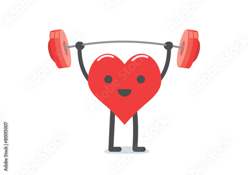 Strong heart weight lifting over isolated background