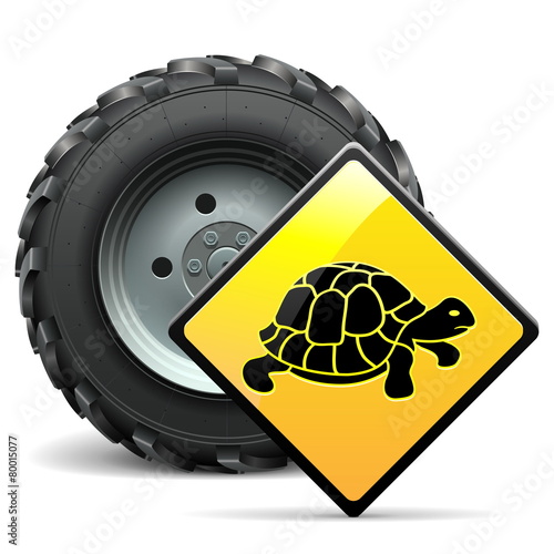 Vector Tractor Wheel with Sign