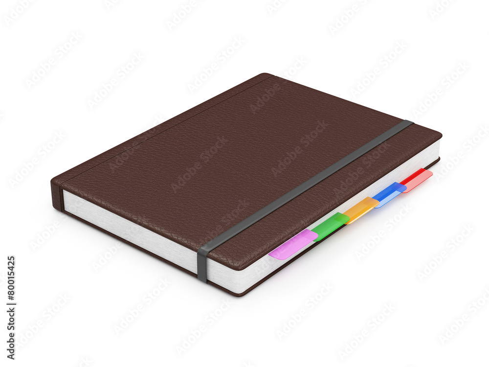 Notebook with Brown Leather Cover isolated on white background Notebook with Brown Leather Cover isolated on white background