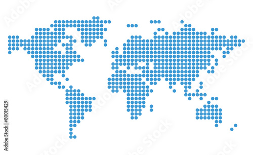 abstract blue vector map of world with circles