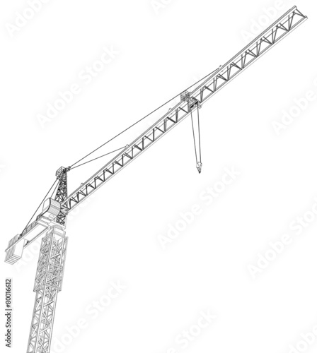 Tower construction crane. Vector rendering of 3d