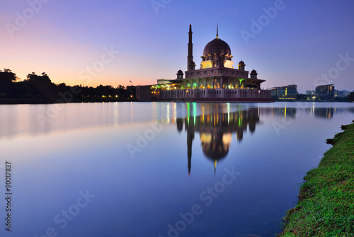 Silhouette of Putrajaya Mosque during sunrise