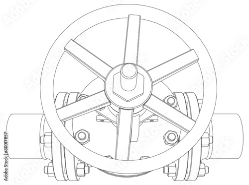 Industrial valve. Vector rendering of 3d