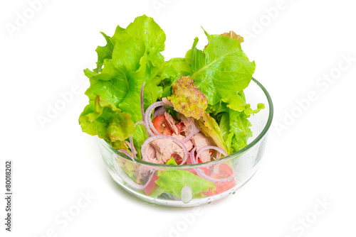 Fresh vegetable salad isolated on white