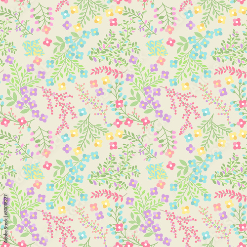 Vector Seamless Tileable Easter Background Pattern with Flowers