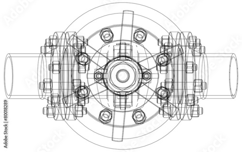 Industrial valve. Vector rendering of 3d