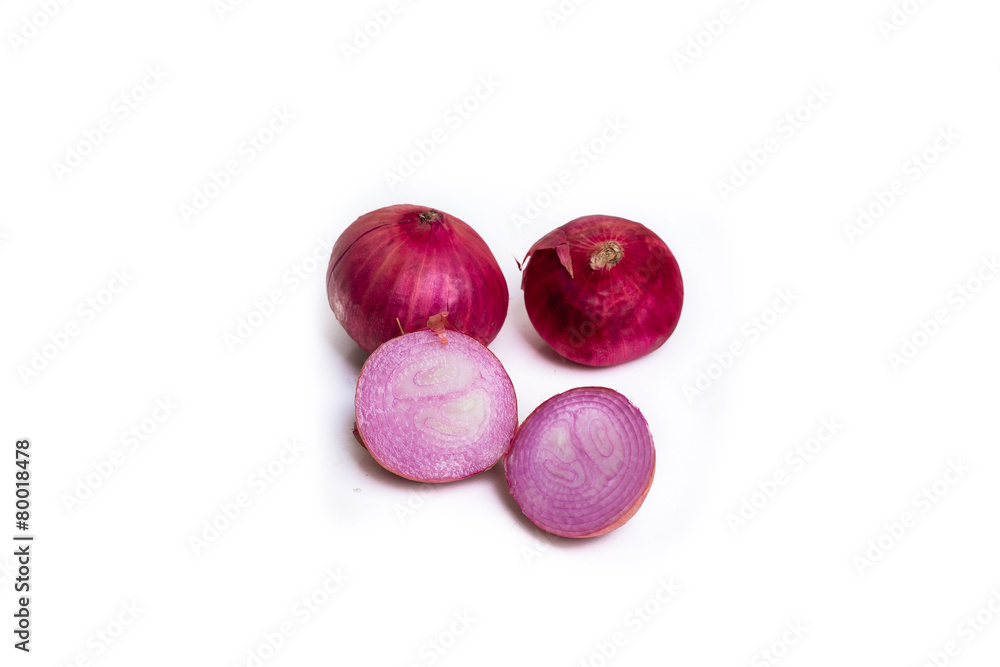 Shallot, Red onions on a white background Shallot, Red onions on a white background