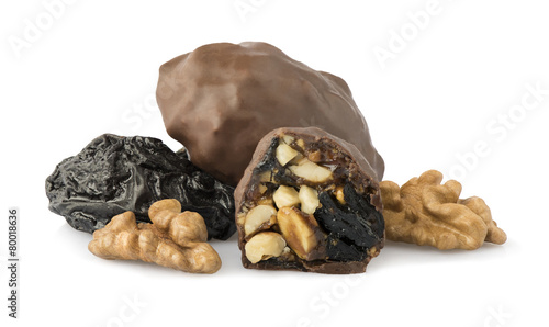 Chocolate prune with walnuts