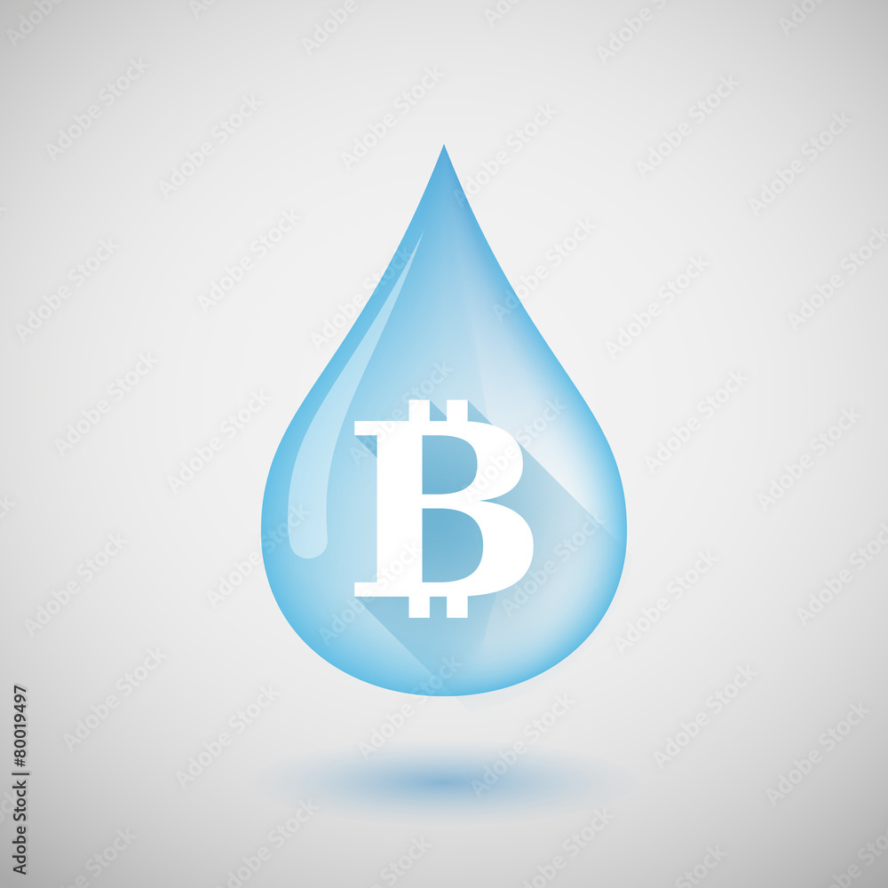 Water drop with a bit coin sign Water drop with a bit coin sign