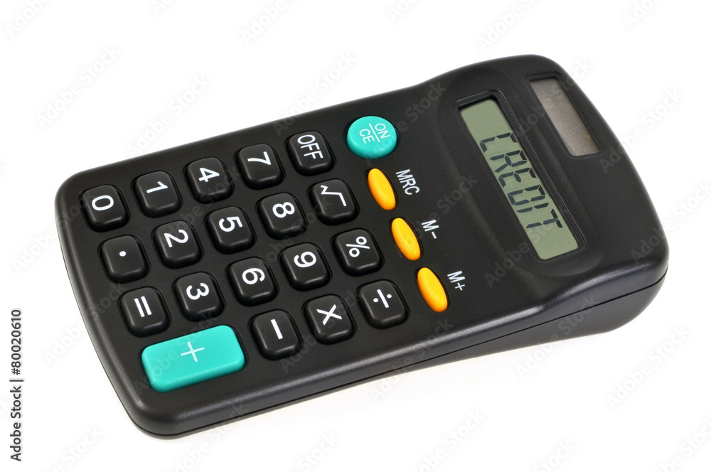 Concept calculatrice et crédit