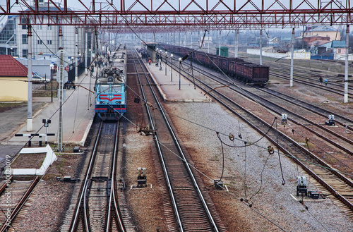 Passenger train standing on the station platform