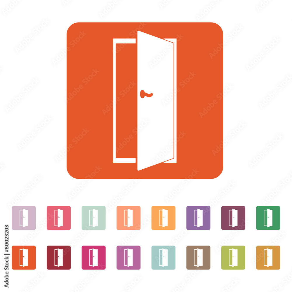 The door icon. Exit and login symbol. Flat The door icon. Exit and login symbol. Flat
