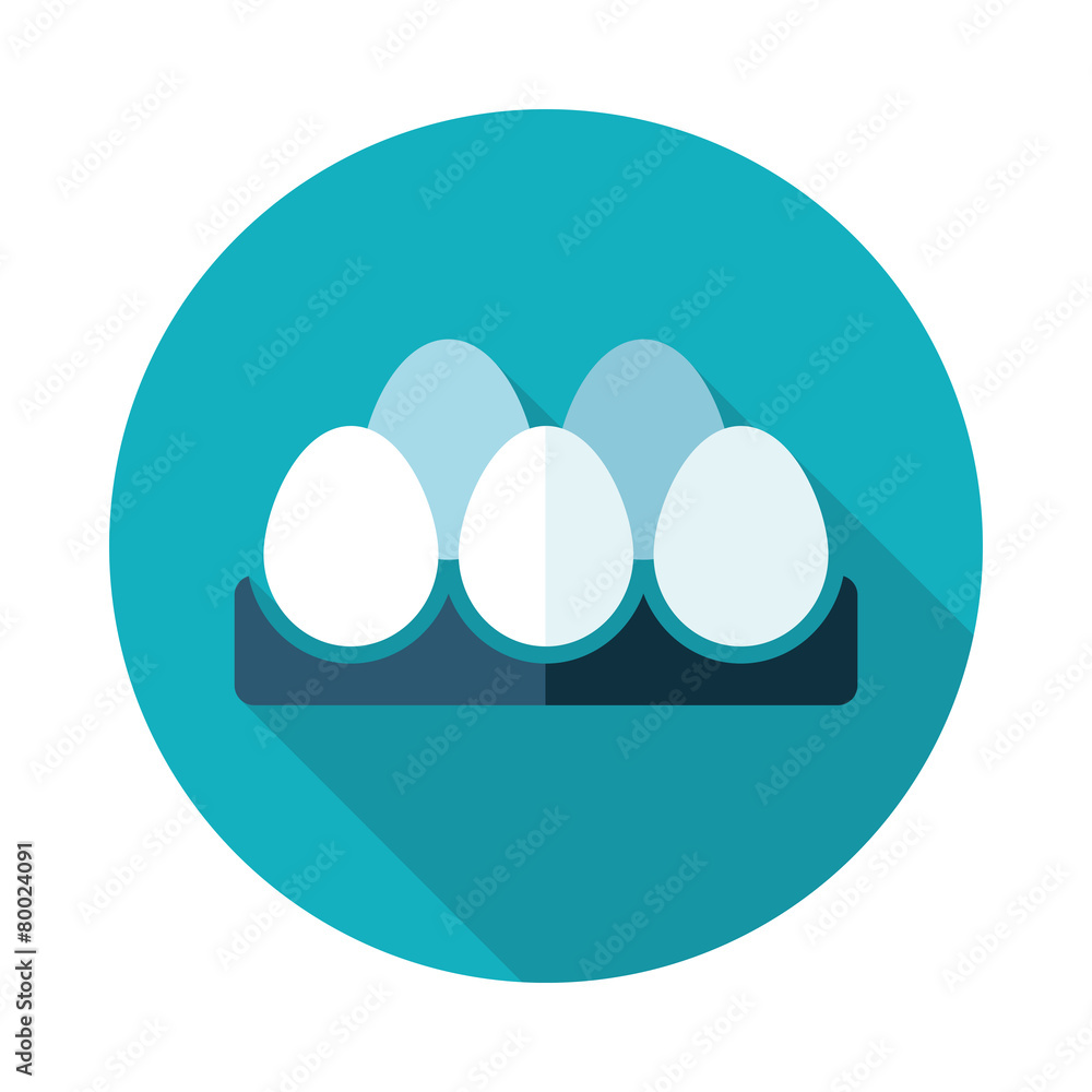 Chicken eggs in a tray flat icon with long shadow Chicken eggs in a tray flat icon with long shadow