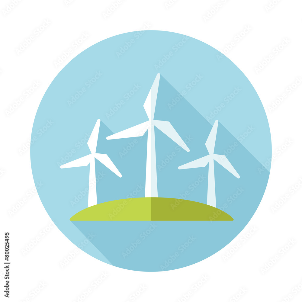Windmill flat icon with long shadow Windmill flat icon with long shadow
