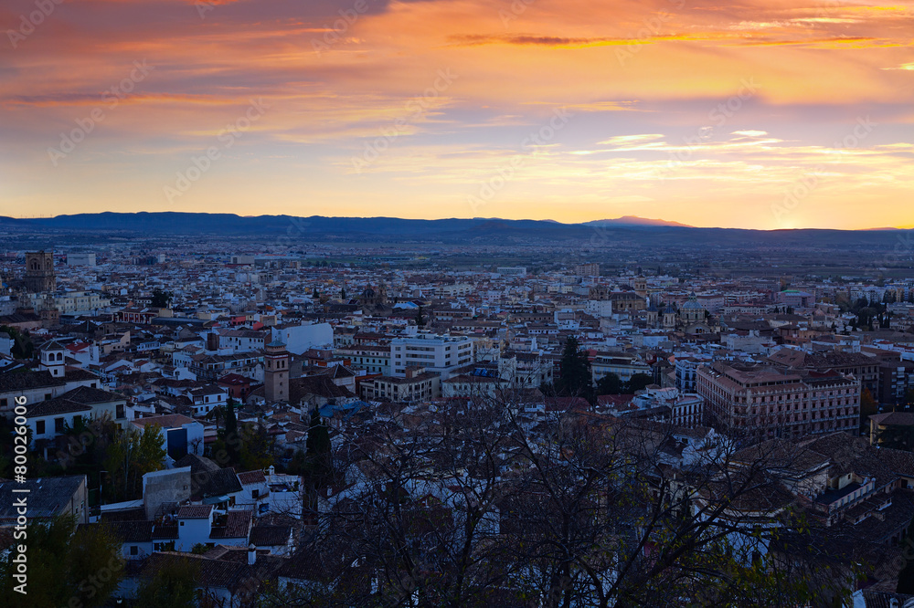 Granada in sunset from mount