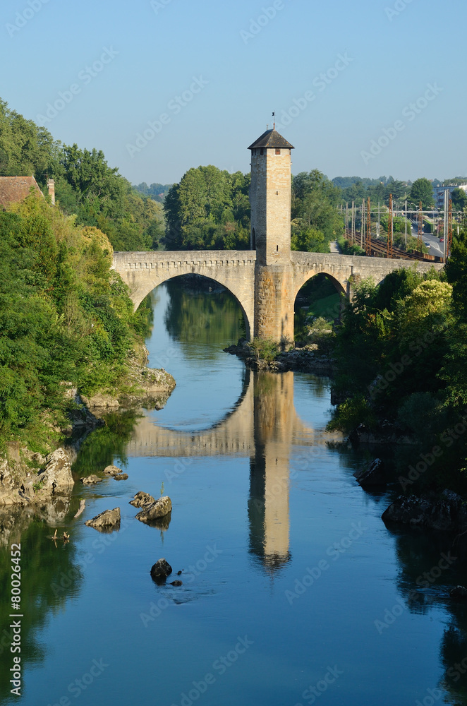 Famous medieval bridge in the old French town Orthez