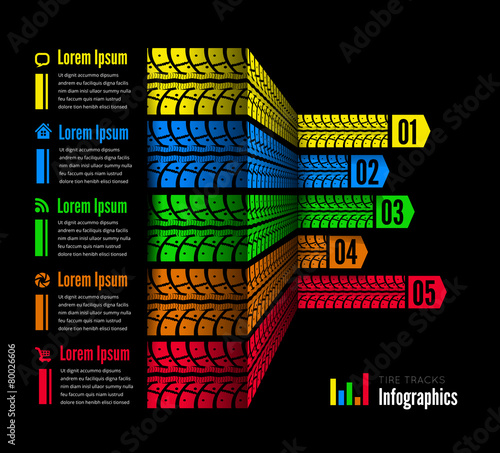 Tire tracks infographics background