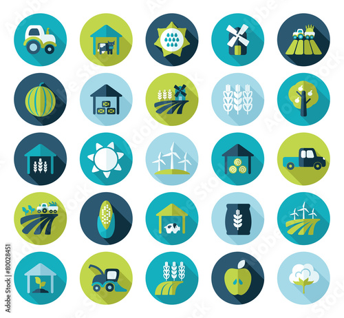 Farm Field flat icon with long shadow
