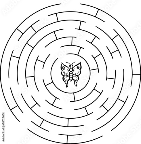 Butterfly labyrinth, maze. For children.