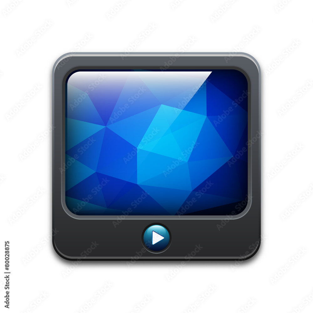 Vector TV icon with play button and abstract polygonal backgroun Vector TV icon with play button and abstract polygonal backgroun