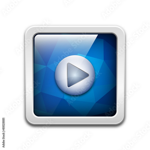 Vector technology icon with play button and abstract polygonal b