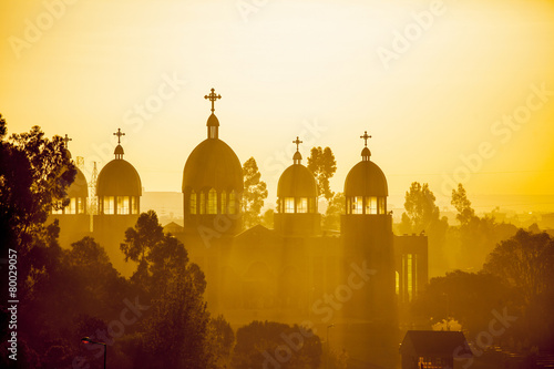 Fotografia Ethiopian orthodox church at dawn