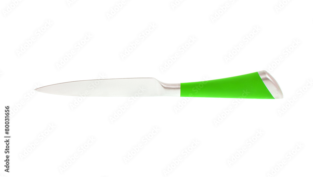 Obraz premium Green Steel Kitchen Knife. Isolated
