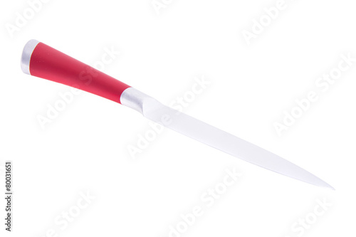 Red Steel Kitchen Knife. Isolated