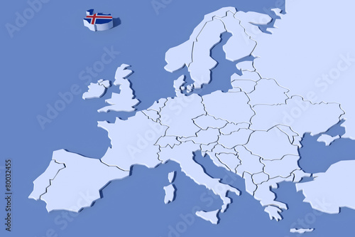 Mappa Europa 3D con rilievo colori Islanda