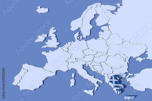 Mappa Europa 3D con rilievo colori Grecia