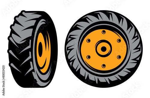 vector set of monochromatic tractor wheels different kinds