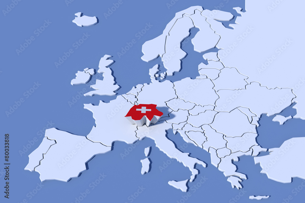 Mappa Europa 3D con rilievo colori Svizzera Stock Illustration | Adobe ...