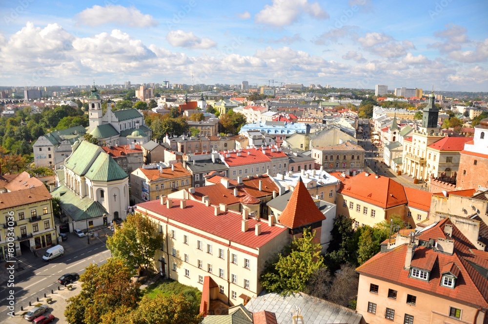 Miasto Lublin, widok z lotu ptaka - obrazy, fototapety, plakaty 