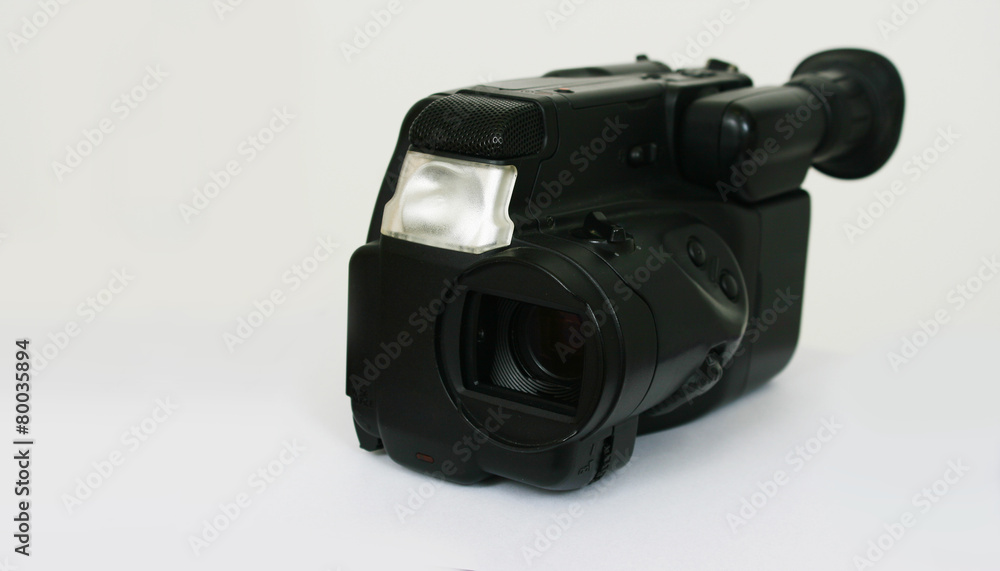 black camcorder on a light background
