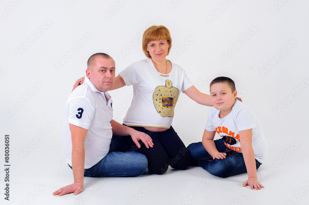 Happy family isolated on white Happy family isolated on white
