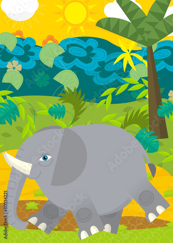Cartoon scene - wild animals - elephant