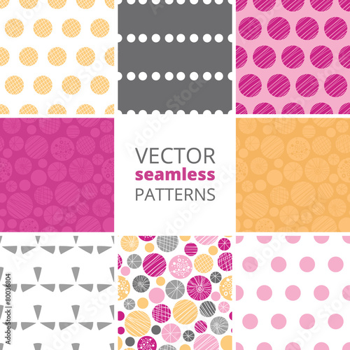Vector abstract textured bubbles set of eight matching repeating