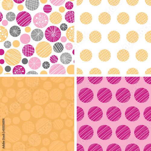 Vector abstract textured bubbles set of four marching repeating