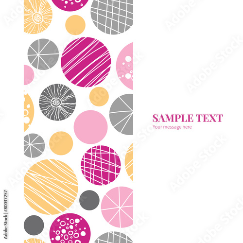Vector abstract textured bubbles vertical frame seamless pattern