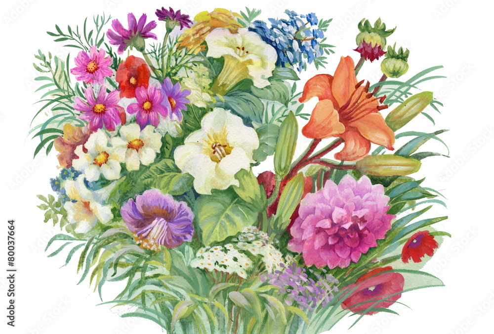 Illustration of bouquet of wild flowers