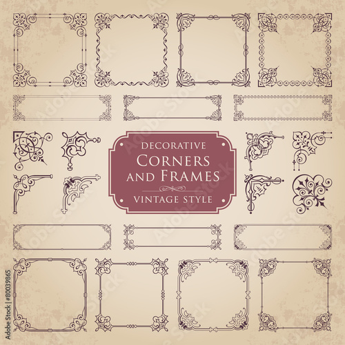 Decorative corners and frames in vintage style