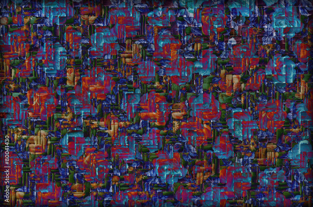 Fototapeta premium Fragment of colorful retro tapestry text, Fragment of colorful r