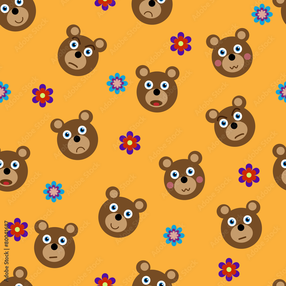 Vector seamless pattern with funny bears Vector seamless pattern with funny bears