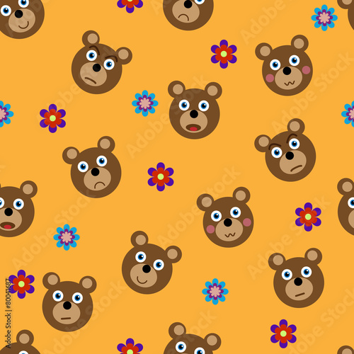 Vector seamless pattern with funny bears