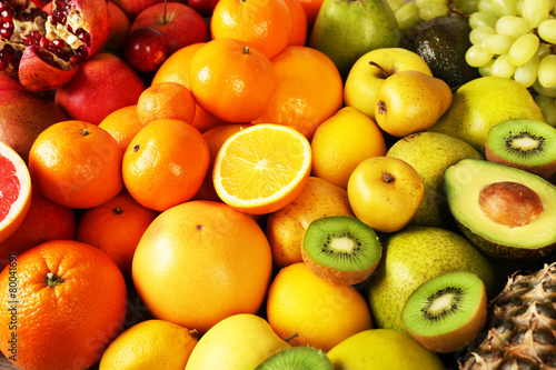 Assortment of exotic fruits close-up