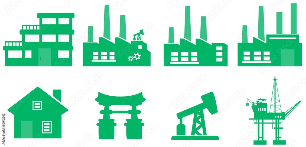 Bâtiments et industrie en 8 icônes