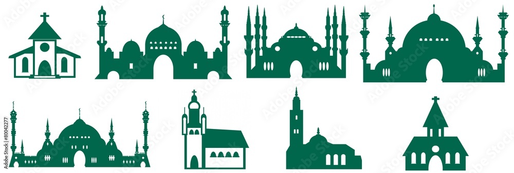 Fototapeta premium Edifices religieux en 8 icônes