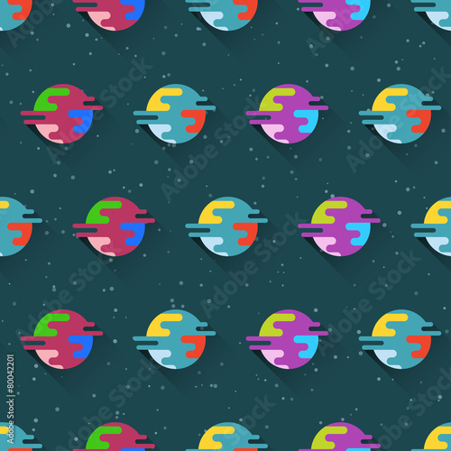Seamless pattern with planets and stars