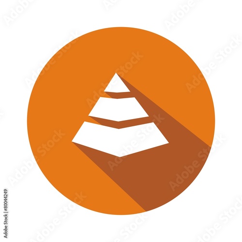 Icono pirámide naranja botón sombra