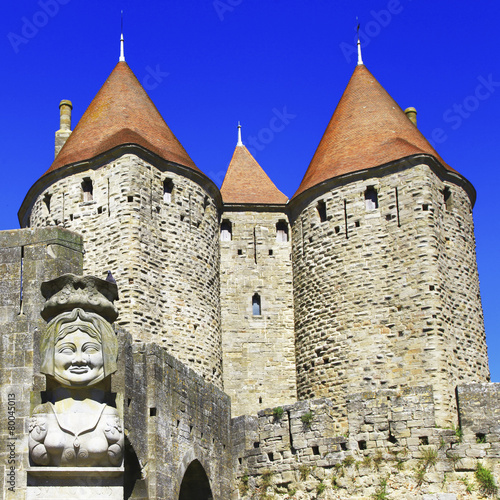 Carcassonne  biggest town-fortress, France. photo